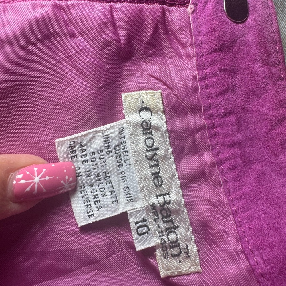 EUC Vintage Pink Magenta Suede Leather Skirt Women’s Size 10 Medium - Picture 4 of 6